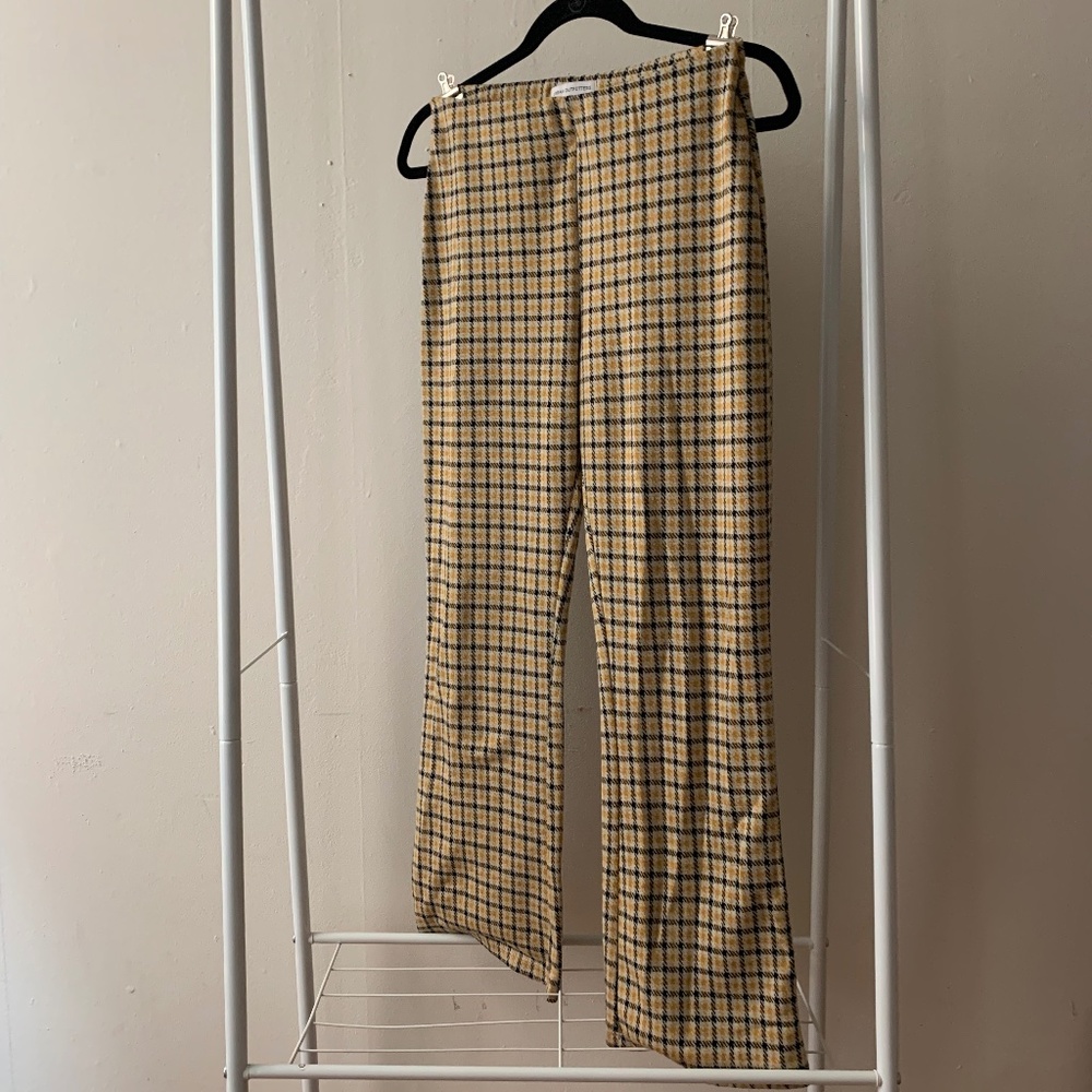Urban Outfitters Cara Kick Flare Yellow Plaid Pants